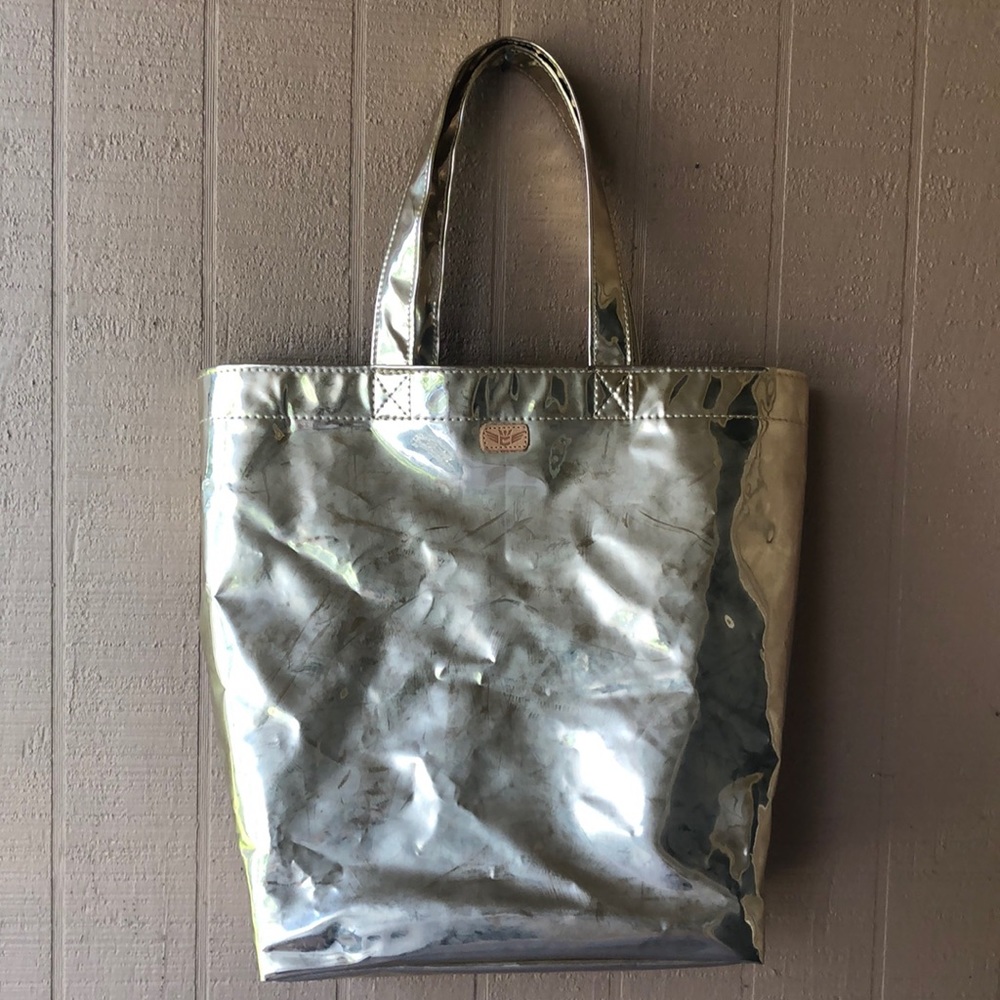 Consuela metallic gold tote